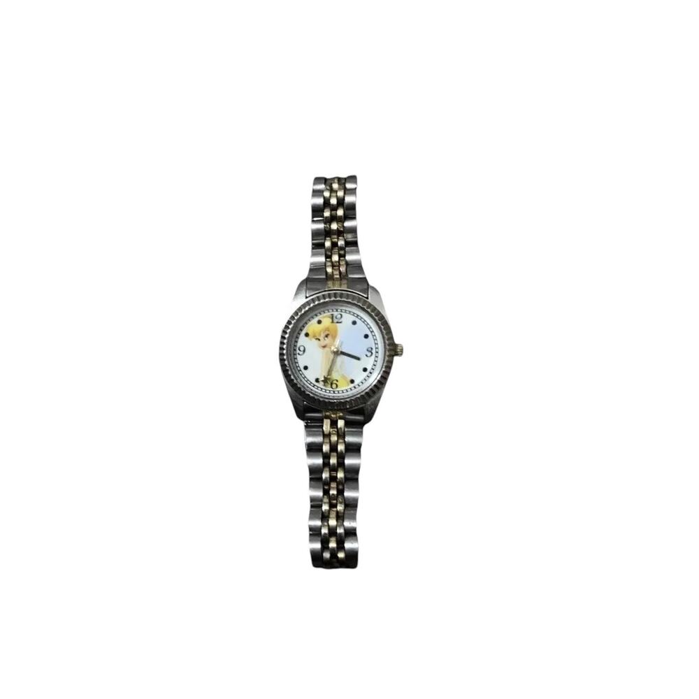 Vintage Disney Tinkerbell Gold Silver Analog Quartz Watch